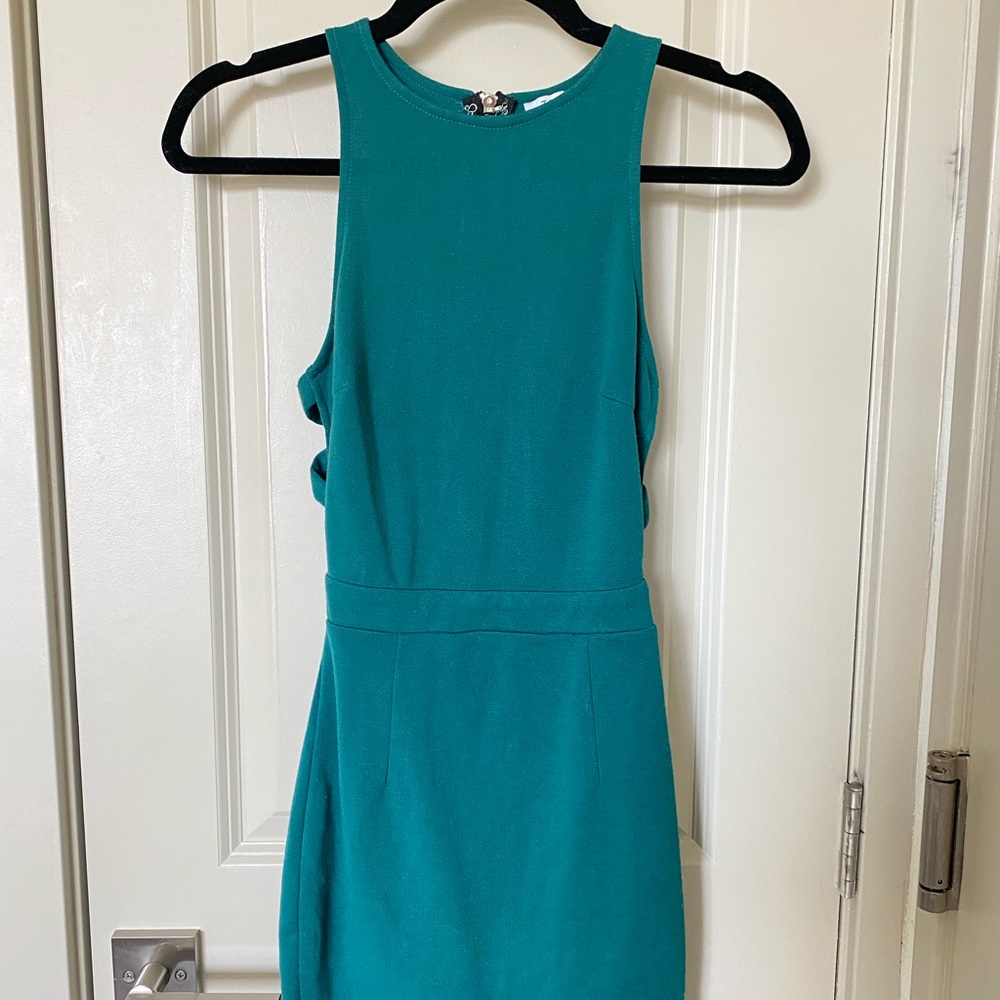 Teal Party Dress with Open Back